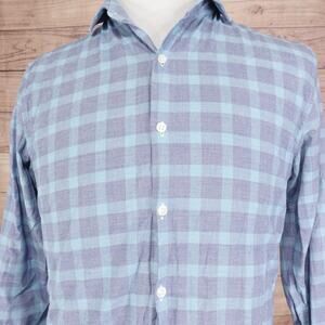 Bonobos Shirt Mens Medium Blue Gray Plaid Slim‎ Fit Button Down Long Sleeve